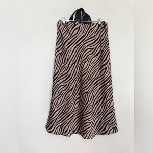 William B. Zebra Print Midi Slip Skirt size Small